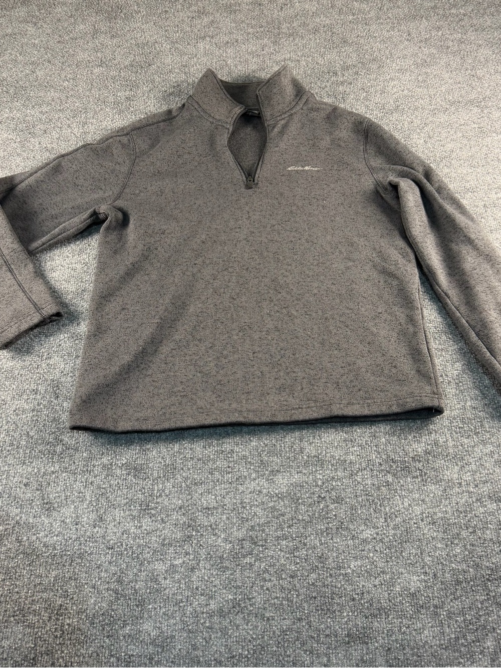 Eddie Bauer Men's Heather Charcoal Quarter-Zip Pullover